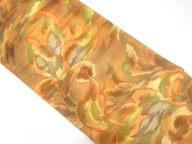 唐花模様織り出し　袋帯